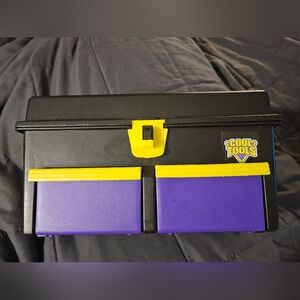 Vintage 90s Playskool Cool Tools Black Toolbox with 4 Tools 2 Drawers‎ Tray